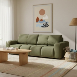 Canapé droit convertible SORELLA 3 places tissu chenille vert kaki