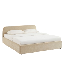 Lit coffre GELA tissu chenille grège 180x200 sommier inclus