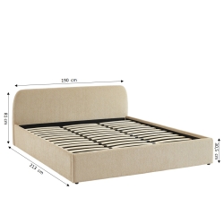 Lit coffre GELA tissu chenille grège 180x200 sommier inclus