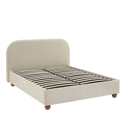 Lit coffre PILKA 140x190 tissu chenille beige sommier inclus