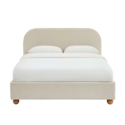 Lit coffre PILKA 140x190 tissu chenille beige sommier inclus