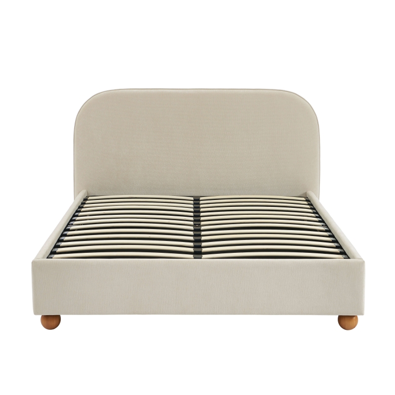 Lit coffre PILKA 160x200 tissu chenille beige sommier inclus