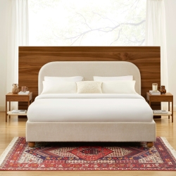 Lit coffre PILKA 180x200 tissu chenille beige sommier inclus