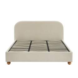 Lit coffre PILKA 180x200 tissu chenille beige sommier inclus