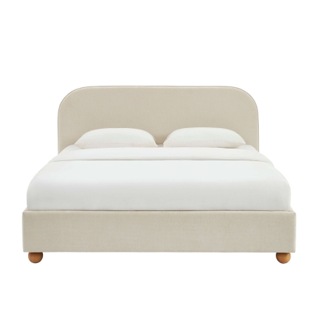 Lit coffre PILKA 180x200 tissu chenille beige sommier inclus