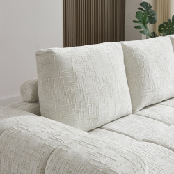 Canapé d'angle droit compressé AUREA 4 places tissu beige