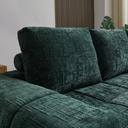 Canapé d'angle droit compressé AUREA 4 places tissu vert