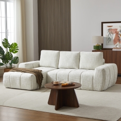 Canapé d'angle gauche compressé AUREA 4 places tissu beige