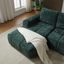 Canapé d'angle gauche compressé AUREA 4 places tissu vert