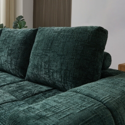 Canapé d'angle gauche compressé AUREA 4 places tissu vert