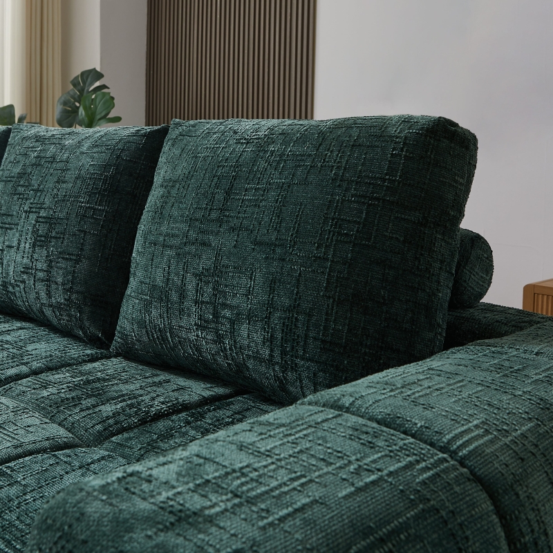 Canapé d'angle gauche compressé AUREA 4 places tissu vert