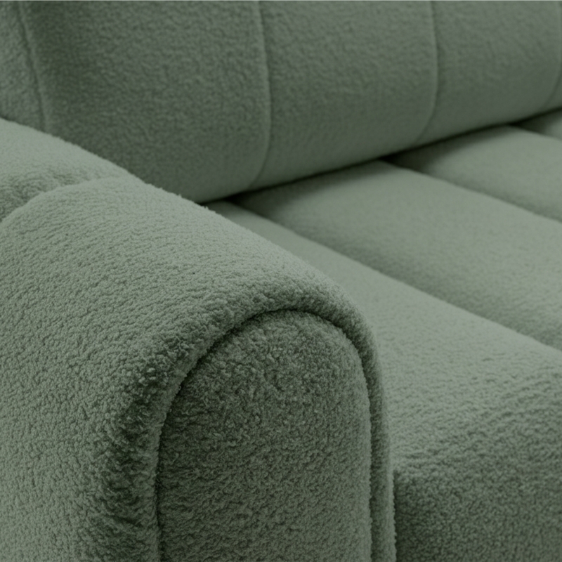 Canapé droit convertible GIORGIO 3 places tissu bouclette vert kaki