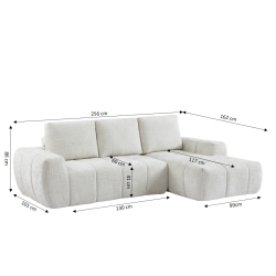 Canapé d'angle droit compressé AUREA 4 places tissu beige