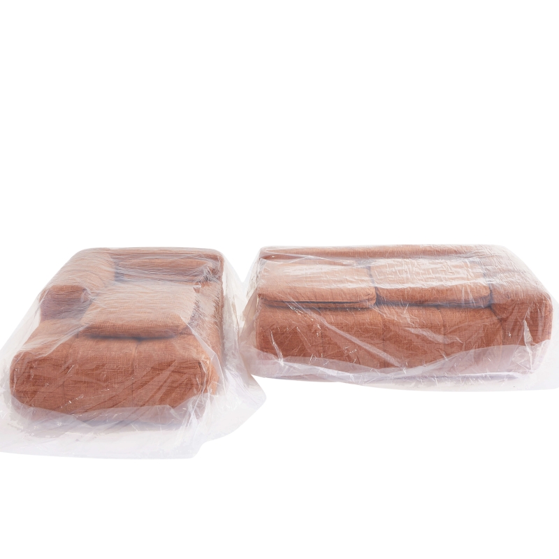 Canapé d'angle gauche compressé AUREA 4 places tissu terracotta