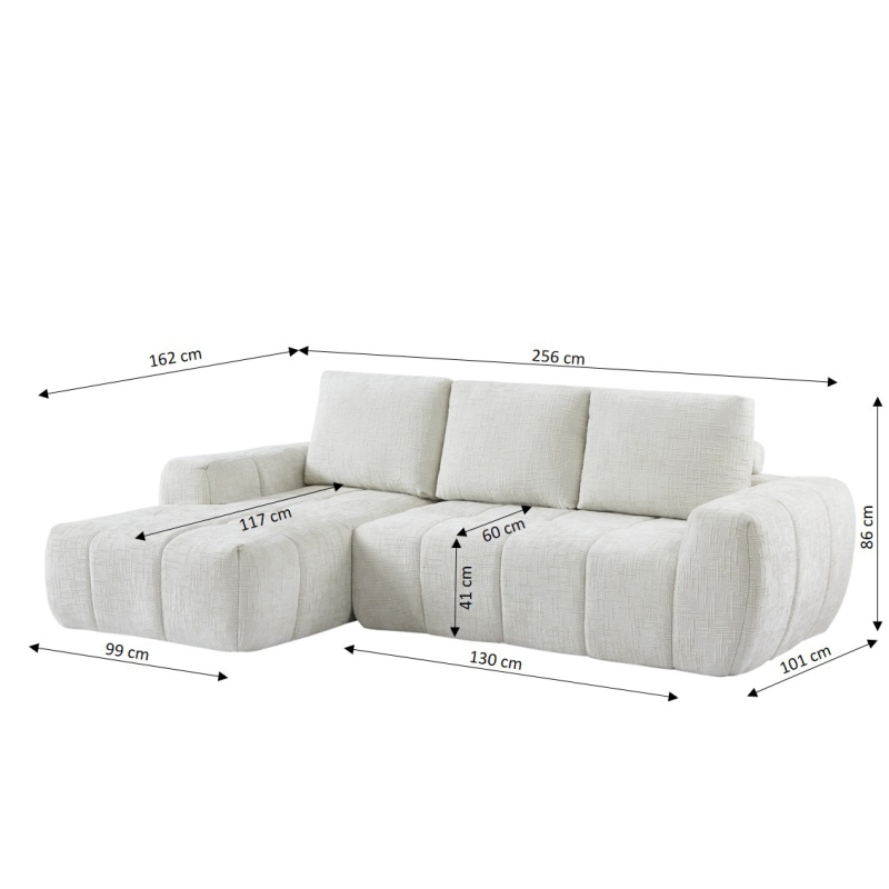 Canapé d'angle gauche compressé AUREA 4 places tissu beige