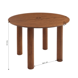 Table de séjour PENELOPE ronde placage chêne couleur noyer 115 cm