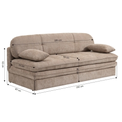 Banquette convertible CILA 3 places tissu marron