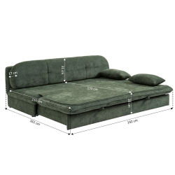 Banquette convertible CILA 3 places tissu vert