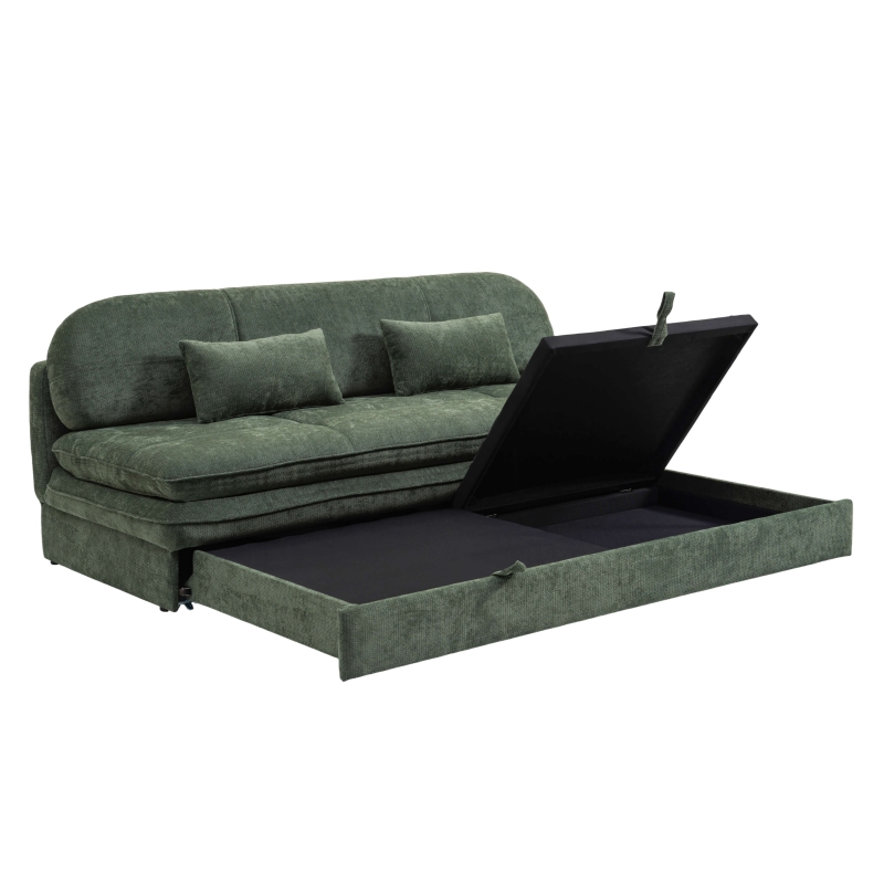 Banquette convertible CILA 3 places tissu vert