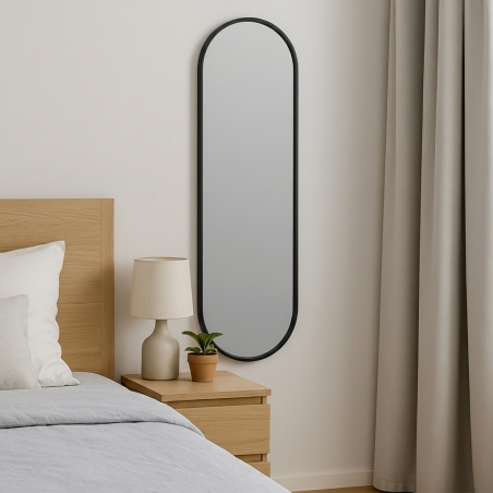 Miroir murale ADI ovale 30x100cmavec contour noir