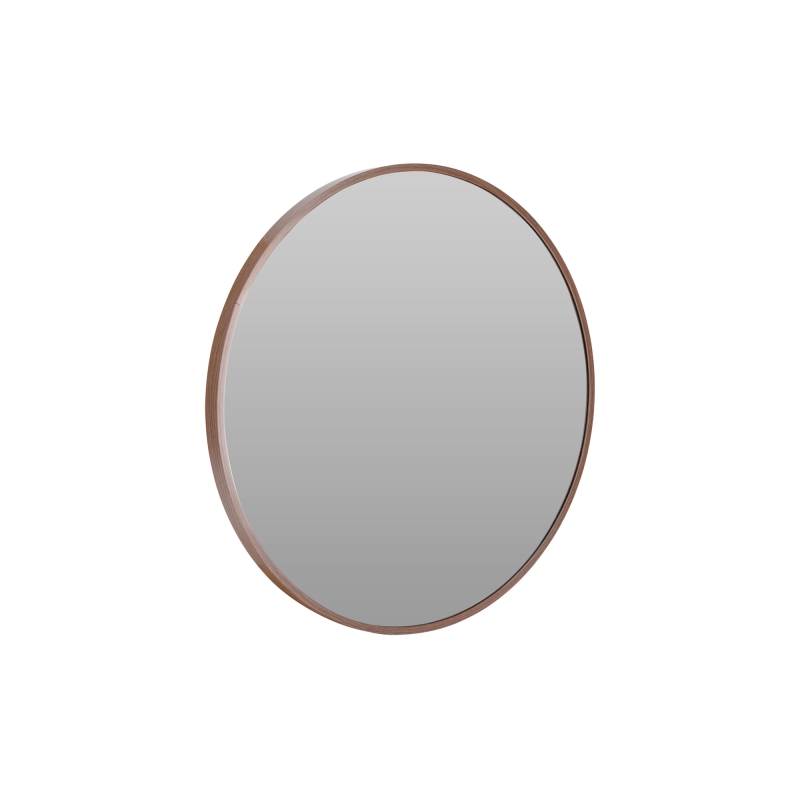 Miroir murale ADI diamètre 50cm avec contour bois sombre