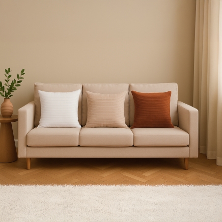 Lot de 3 coussins AYA 45x45cm en tissu chenille marron