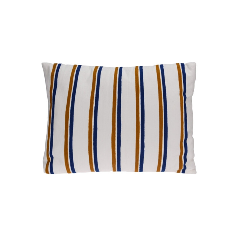 Lot de 3 coussins rectangulaire BLO 45x60cm en coton blanc rayures colorées