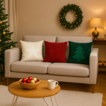 Lot de 3 coussins NEGE 45x45cm avec motif de noël