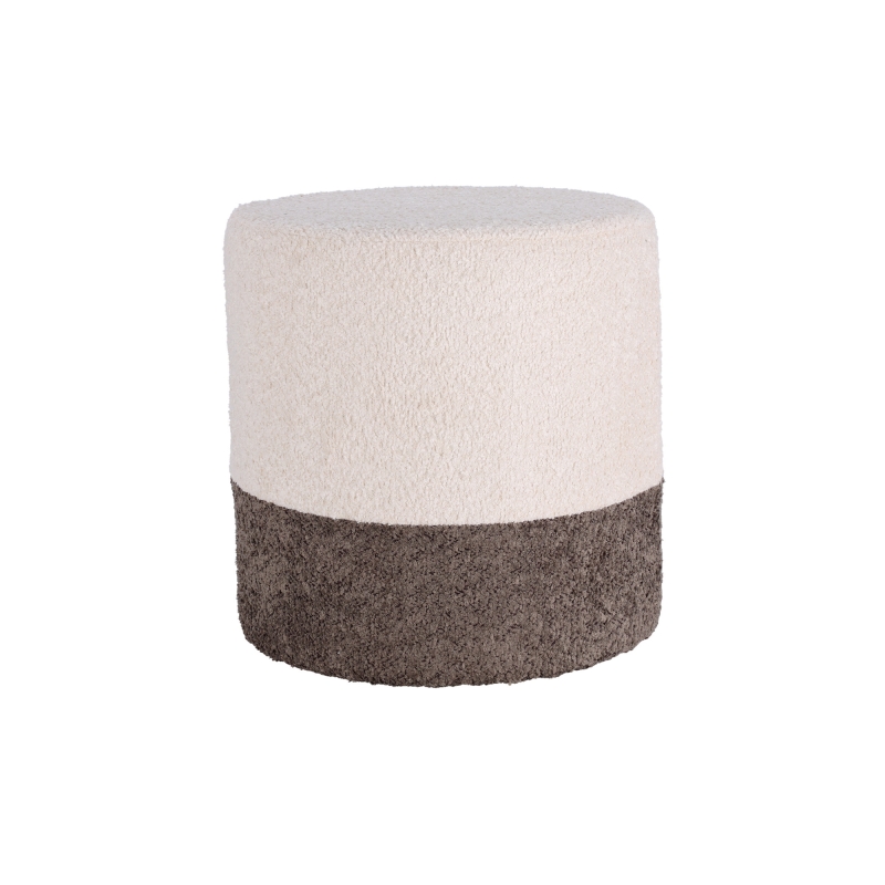 Pouf HAN en tissu boucletteblanc et gris