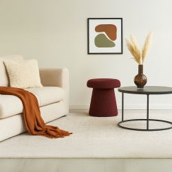 Pouf champignon OAD en tissu bouclette prune