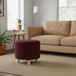 Poufavec rangement OAD en tissu bouclette prune