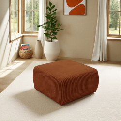 Pouf GLORIA velours côtelé terracotta