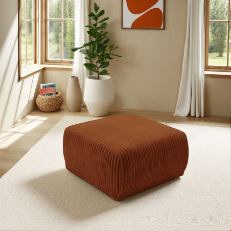 Pouf GLORIA velours côtelé terracotta