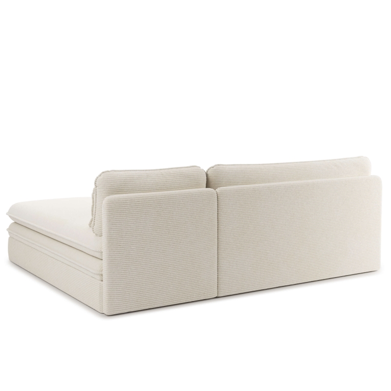 Banquette d'angle convertible NOMA 4 places velours côtelé écru