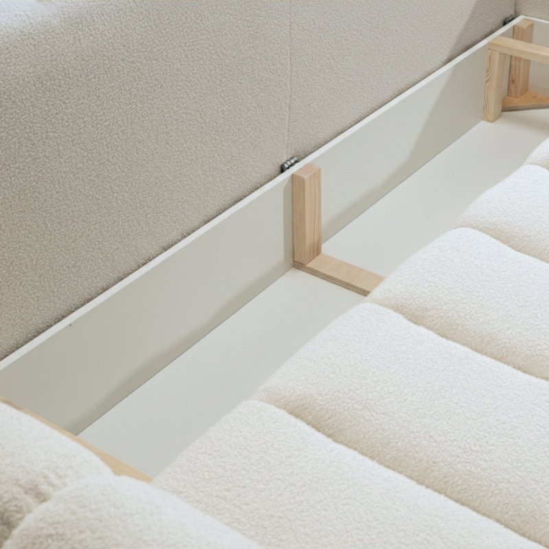 Canapé droit convertible GIORGIO 3 places tissu bouclette grège