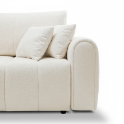 Canapé droit convertible GIORGIO 3 places tissu bouclette grège