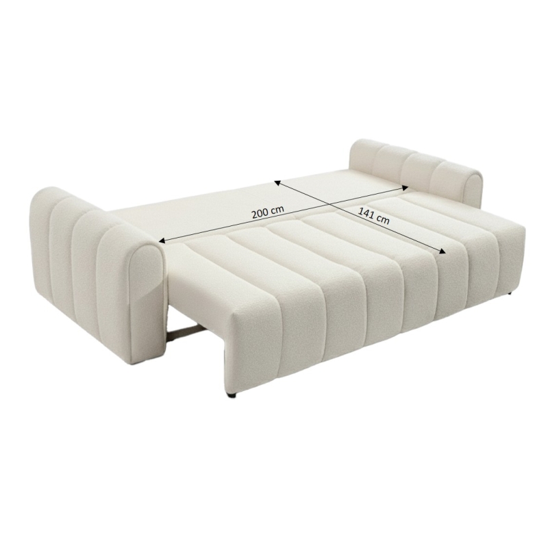 Canapé droit convertible GIORGIO 3 places tissu bouclette grège