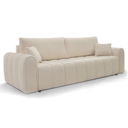 Canapé droit convertible GIORGIO 3 places tissu bouclette taupe