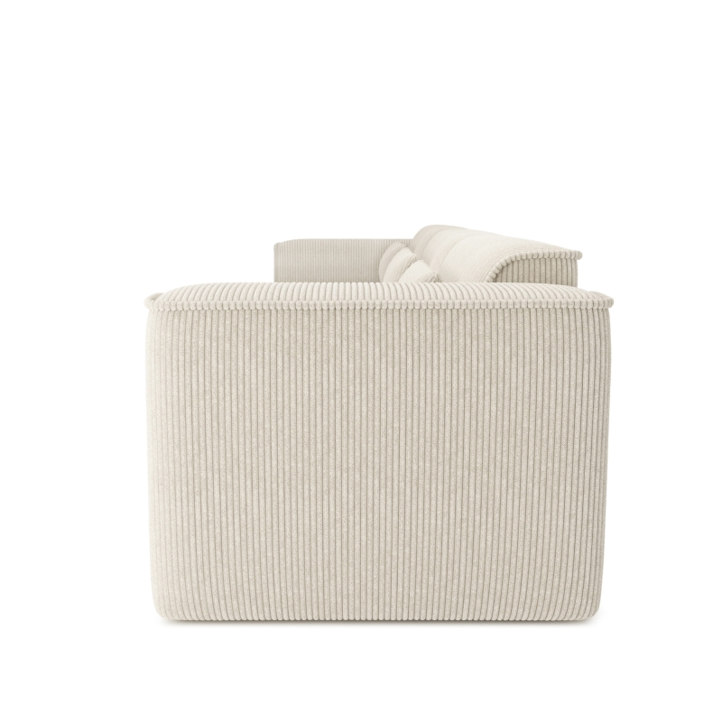 Canapé droit fixe NUNA 4/5 places velours côtelé beige