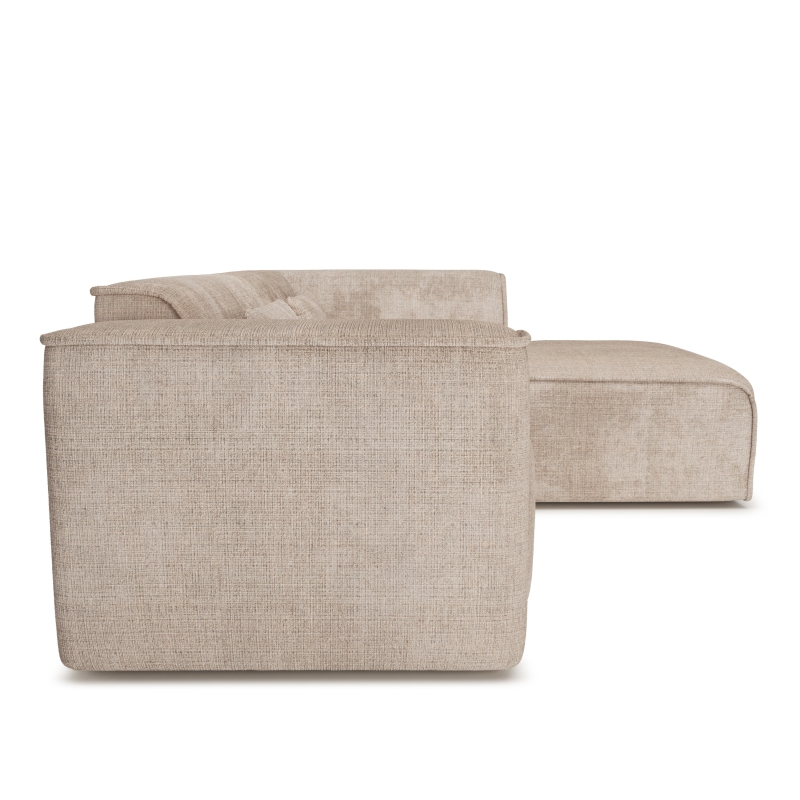 Canapé d'angle droit fixe NUNA 4 places tissu taupe