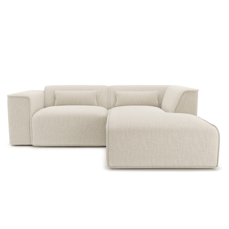 Canapé d'angle droit fixe NUNA 4 places velours côtelé beige