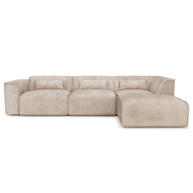 Canapé d'angle droit fixe NUNA 5/6 places tissu taupe