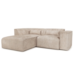 Canapé d'angle gauche fixe NUNA 4 places tissu taupe