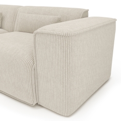 Canapé d'angle gauche fixe NUNA 4 places velours côtelé beige