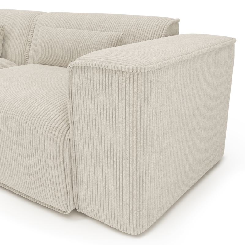 Canapé d'angle gauche fixe NUNA 4 places velours côtelé beige