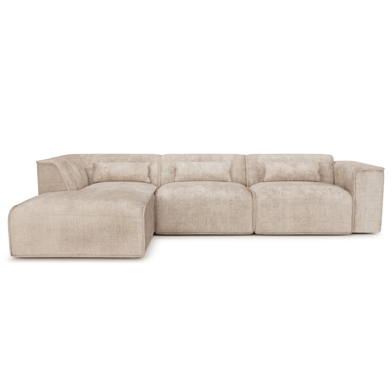 Canapé d'angle gauche fixe NUNA 5/6 places tissu taupe