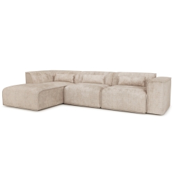 Canapé d'angle gauche fixe NUNA 5/6 places tissu taupe