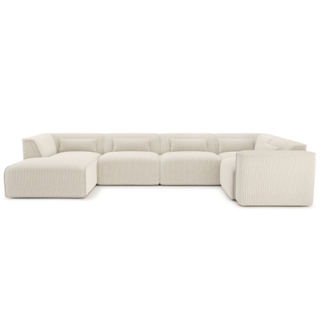 Canapé panoramique fixe NUNA 7 places chaise gauche velours côtelé beige