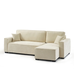 Canapé d'angle convertible et réversible GAVI 4 places tissu beige