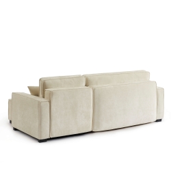 Canapé d'angle convertible et réversible GAVI 4 places tissu beige